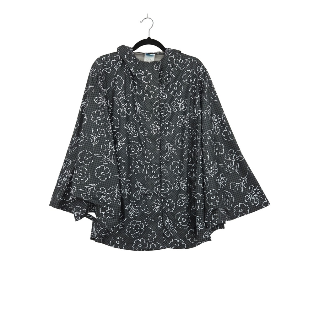 NWT GOGO Portland Poncho Women L/XL Floral Water Repellent Hooded Rain Jacket